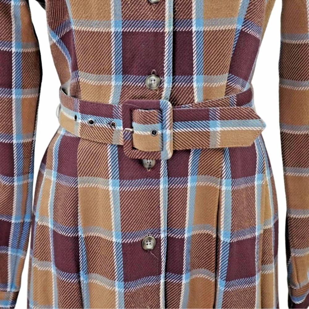Vintage Armani Plaid Belted Maxi Dress - Picture 3 of 8